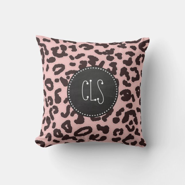 Baby Pink Leopard Animal Print, Chalkboard Kissen (Vorderseite)
