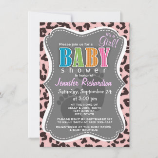 Baby Pink Leopard Animal Print Einladung