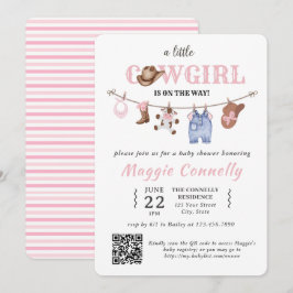 Baby Pink Little Cowgirl is on the Way Invitation Einladung