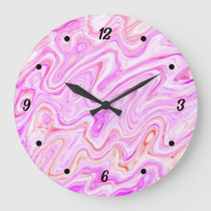 Baby-Pink-Marmor-Textur Abstrakte Flüssigfarbe Große Wanduhr