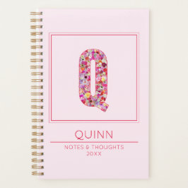 Baby Pink Monogrammed Name Letter Q Planer