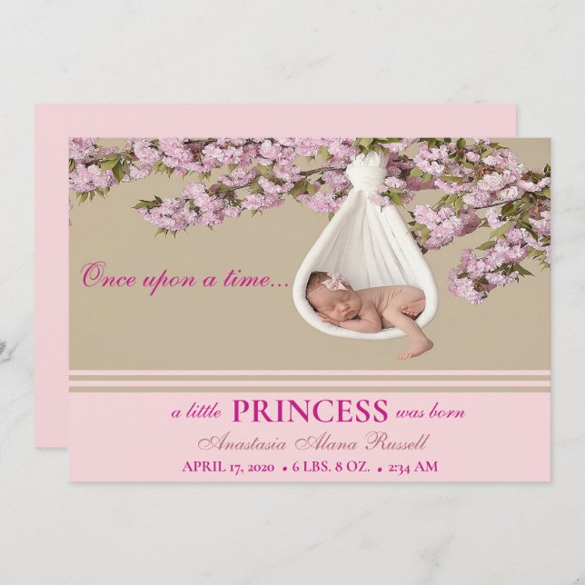 Baby Pink Overlay Geburtsankündigung Einladung (Vorne/Hinten)