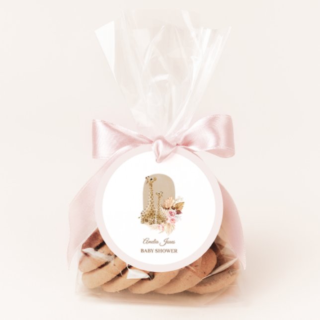 Baby Pink Pampas Grass Giraffe Baby Dusche Geschenkanhänger (Von Creator hochgeladen)