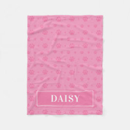 Baby Pink Paws Monogram Pet Fleece Blanken