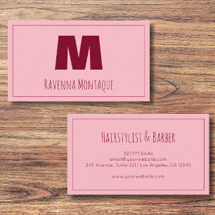 Baby Pink personalisierter Monogramm-Buchstabe Nam Visitenkarte
