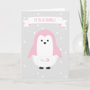 Baby Pink Pinguin Card Karte
