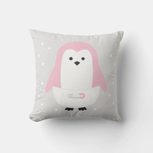 Baby Pink Pinguin Throw Kissen