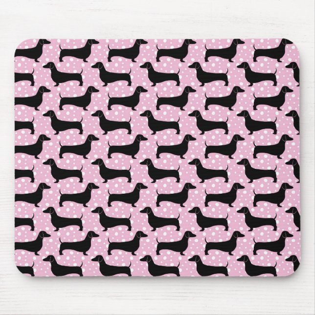 Baby Pink Polka Dackeln Mousepad (Vorne)