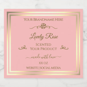 Baby Pink Product Label Gold Frame Vintage Rose Alkoholflaschenetikett