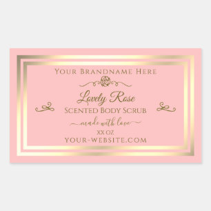 Baby Pink Product Label Gold Frame Vintage Rose Rechteckiger Aufkleber