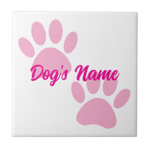 Baby Pink Puppy Paw Prints Individuelle Name Fliese