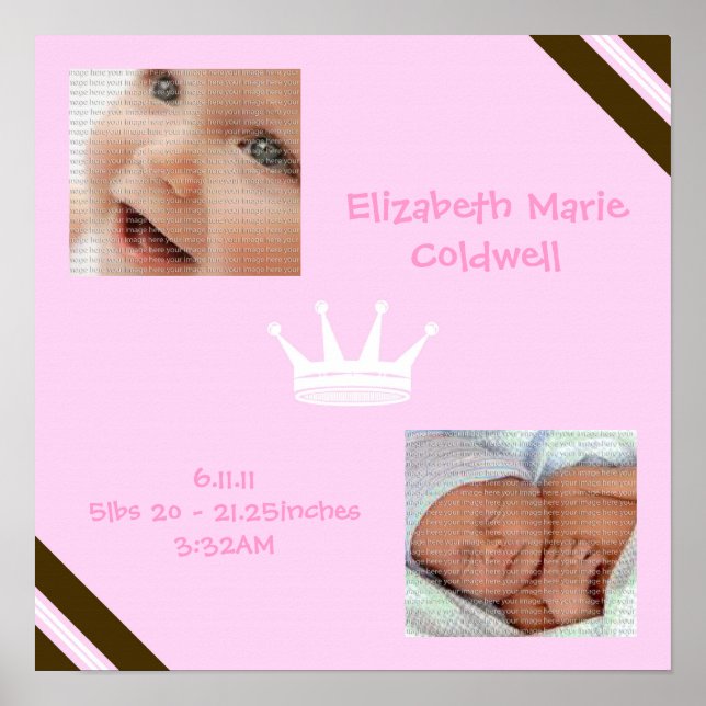 Baby Pink Queen Collage Wall Art Poster (Vorne)