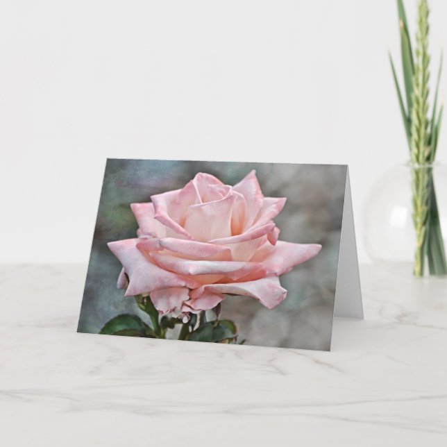 Baby Pink Rose Art Note Card Karte (Vorderseite)