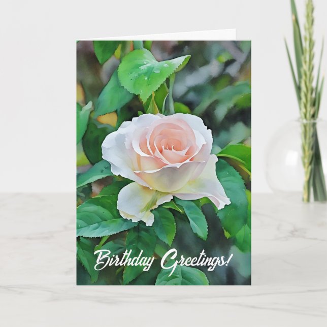 Baby Pink Rose Flower Garden Art Geburtstag Karte (Vorderseite)