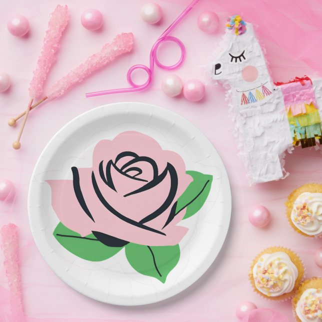 Baby Pink Rose Pappteller (Party)