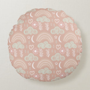 Baby Pink Rundes Kissen