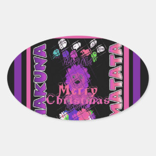 Baby pink Schöne frohe Weihnachten Hakuna Matata Ovaler Aufkleber