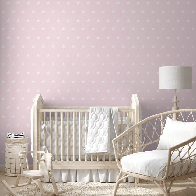 Baby Pink Stars Kinderzimmer Kindergarten Hauswand Tapete (Baby Pink Stars Kids Room Nursery Home Wall Decor Wallpaper)