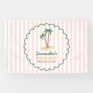 Baby Pink Streifen Vintage Palm Beach Party Banner