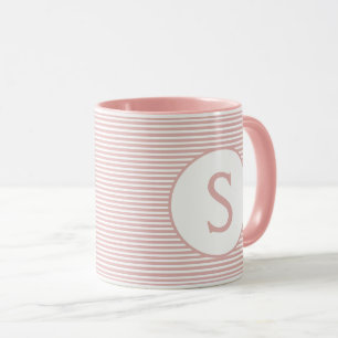 Baby Pink Stripe Monogram Tasse