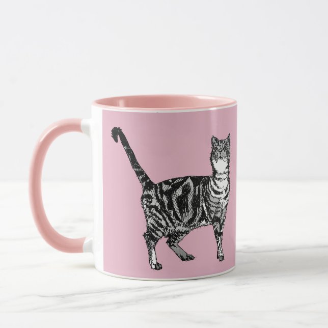 Baby Pink Tabby Cats Whimsical Art Tasse (Links)