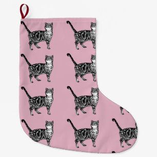 Baby Pink Tabby Katzen Weihnachtsgeschenk Strumpf Großer Weihnachtsstrumpf
