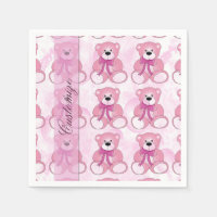 Baby Pink Teddy Bear Muster Napkins