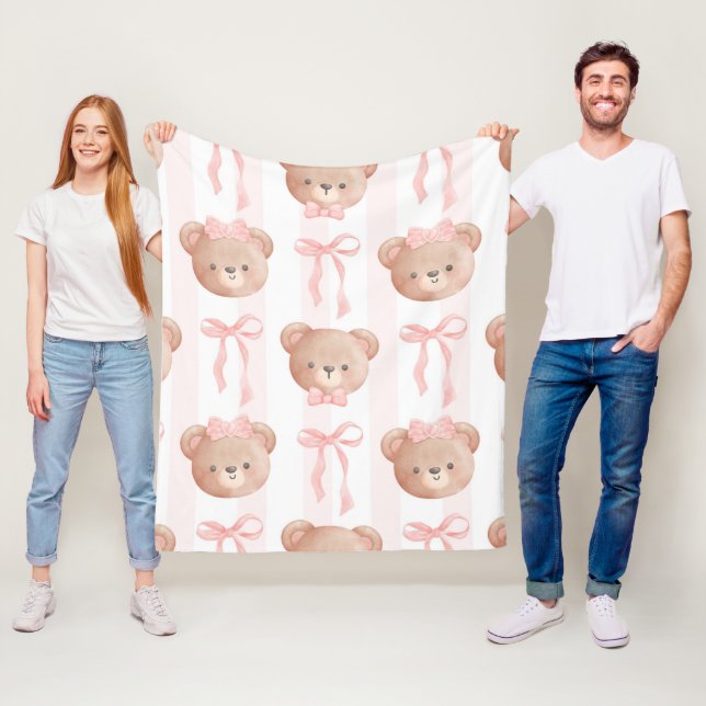 Baby Pink Teddy Bears und Bows Fleecedecke (Beispiel)