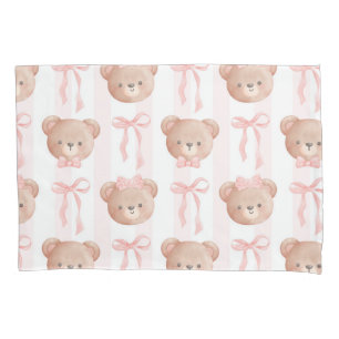 Baby Pink Teddy Bears und Bows Kissenbezug
