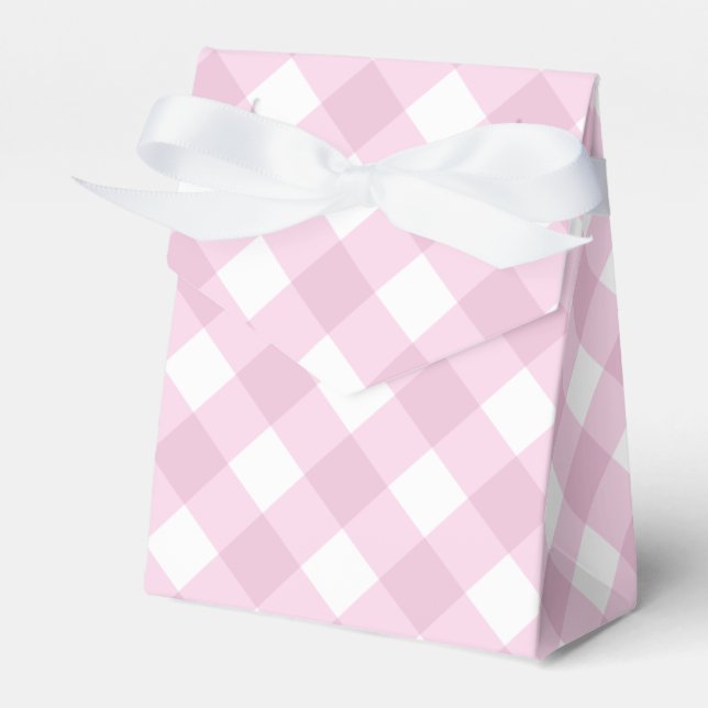 Baby Pink und White Gingham Pattern Geschenkschachtel (Vorderseite)