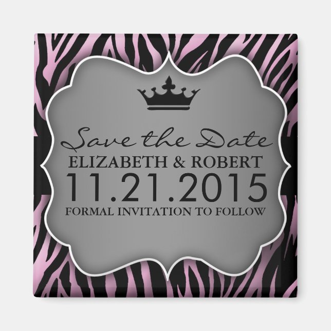 Baby Pink Untamed Zebra Print Save the Date Magnet (Vorne)