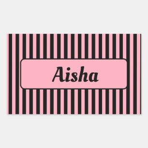 Baby Pink Vintag Strip Name Rechteckiger Aufkleber