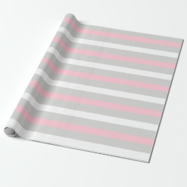 Baby Pink Weißes und graues Streifenpapier Geschenkpapier