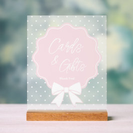 Baby Pink & White Bow Polka Punktekarten und Gesch Acrylschild