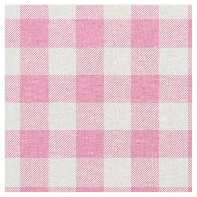 Baby Pink & White Gingham Plaid Stoff (Nahaufnahme)