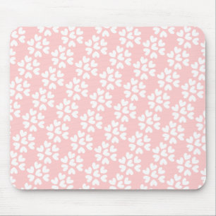 Baby Pink White Sweet Hearts Muster Mousepad