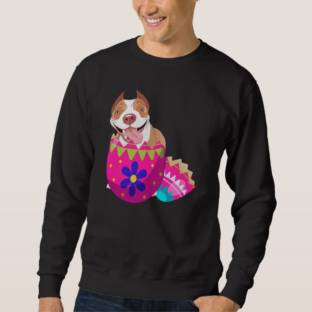 Baby Pitbull Hatching From Easter Egg Easter Day Sweatshirt (Vorderseite)