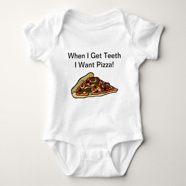Baby-Pizza-Shirt - wenn ich Zähne erhalte, die ich Baby Strampler (Vorderseite)