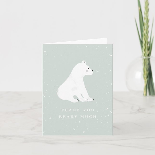 Baby Polar Bear Blue Winter Baby Dusche Vielen Dan Dankeskarte (Vorderseite)