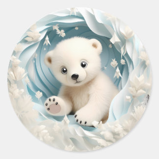 Baby Polar Bear Christmas Runder Aufkleber