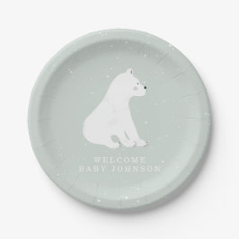 Baby Polar Bear Cub Blue Winter Baby Dusche Pappteller