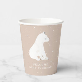 Baby Polar Bear Cub Pink Winter Baby Dusche Pappbecher