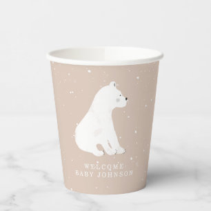 Baby Polar Bear Cub Pink Winter Baby Dusche Pappbecher