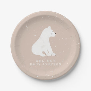 Baby Polar Bear Cub Pink Winter Baby Dusche Pappteller