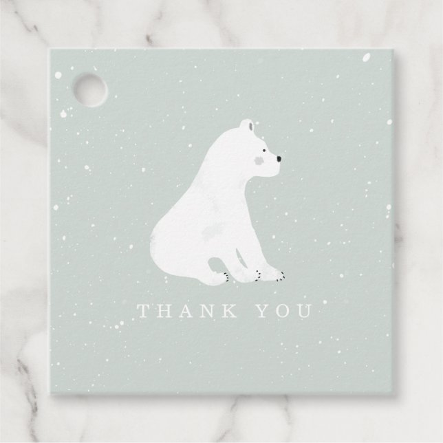 Baby Polar Bear Cub Winter Blue Baby Dusche Geschenkanhänger (Vorderseite)