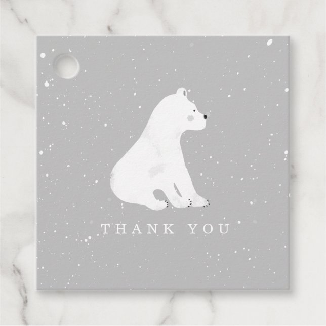 Baby Polar Bear Cub Winter Gray Baby Shower Geschenkanhänger (Vorderseite)