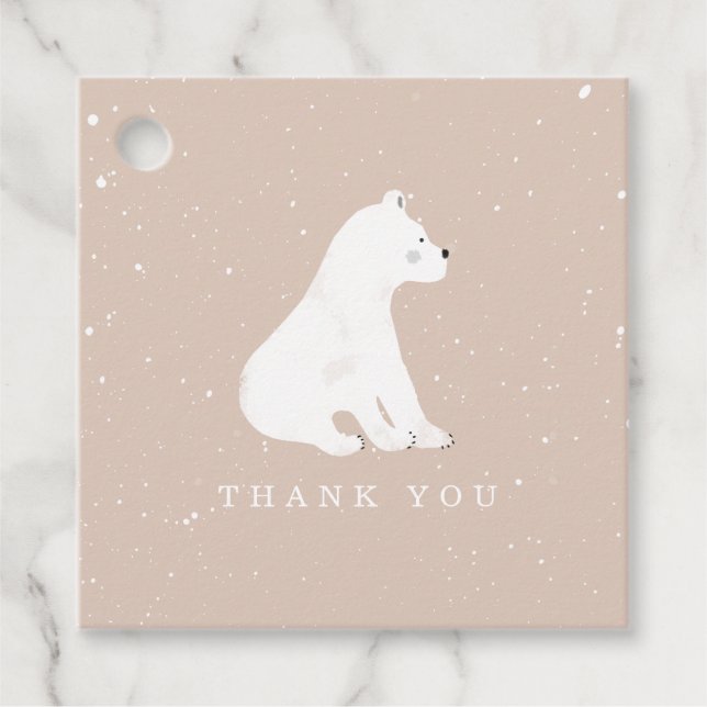 Baby Polar Bear Cub Winter Pink Baby Dusche Geschenkanhänger (Vorderseite)