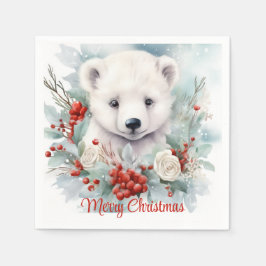 Baby Polar Bear Custom Text Holiday oder Weihnacht Serviette