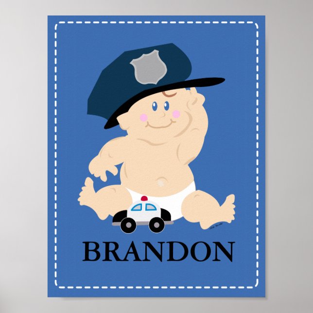 Baby POLICE OFFICER Kinderzimmer Zimmer Art Print  Poster (Vorne)
