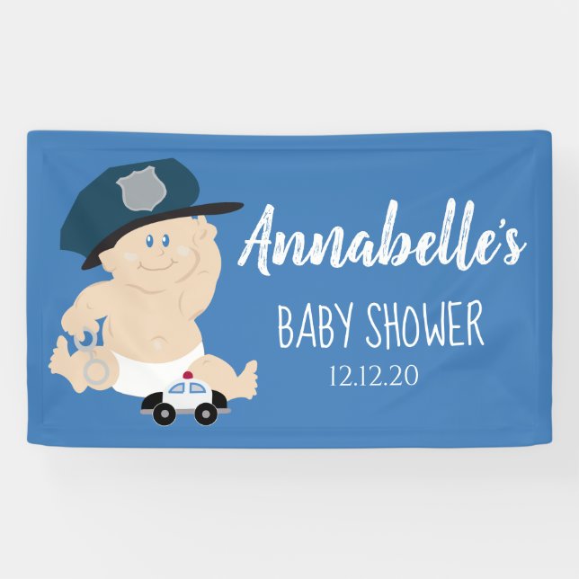 Baby Polizist Police Officer Kinderdusche Banner (Horizontal)